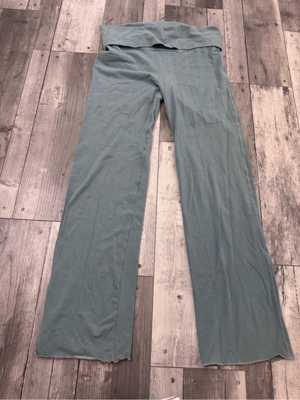 Skims 2X Cotton Blend Foldover Jersey Flare Yoga Pants Zen Blue Balletcore READ